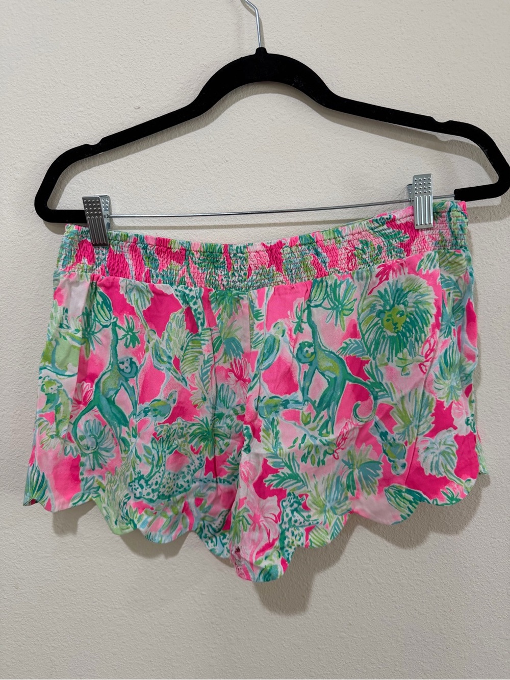 Lilly Pulitzer Pink and Green Tropical Animal Print Shorts